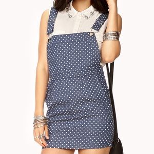 Denim Polka Dot Overall Jumper Dress 